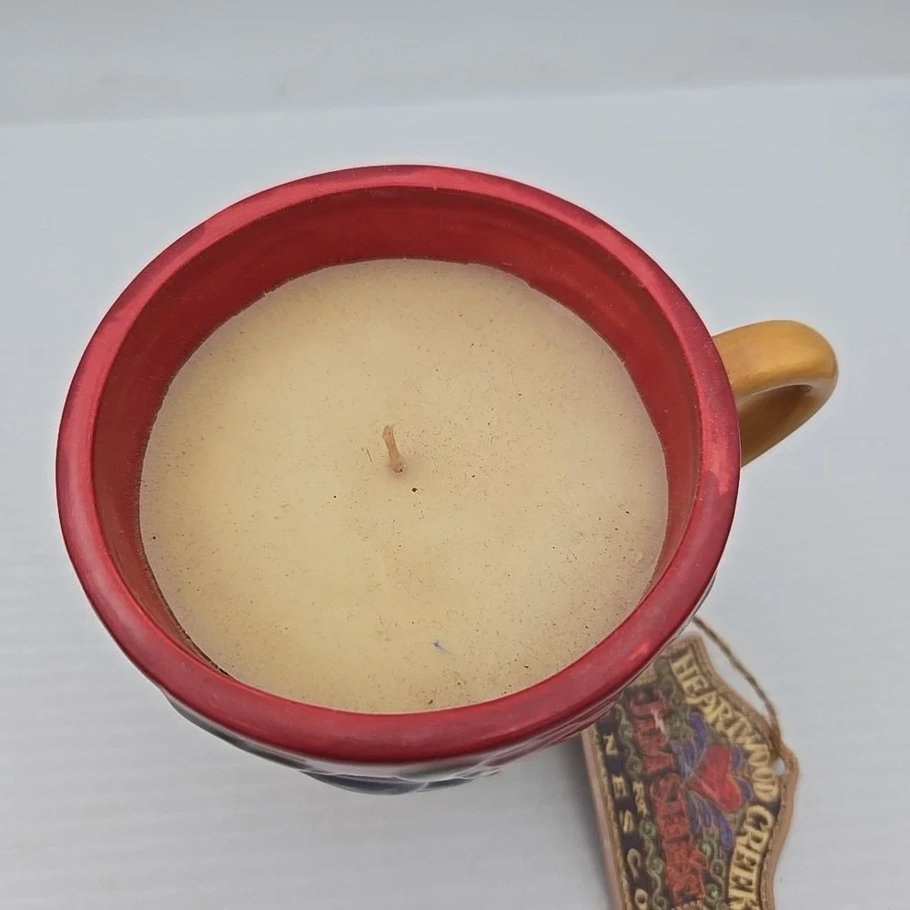 Jim Shore Enesco Heartwood Creek Mug Candle Blue Bird Red Floral 2004 Ceramic